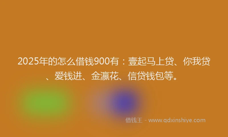 2025年的怎么借钱900有：壹起马上贷、你我贷、爱钱进、金瀛花、信贷钱包等。