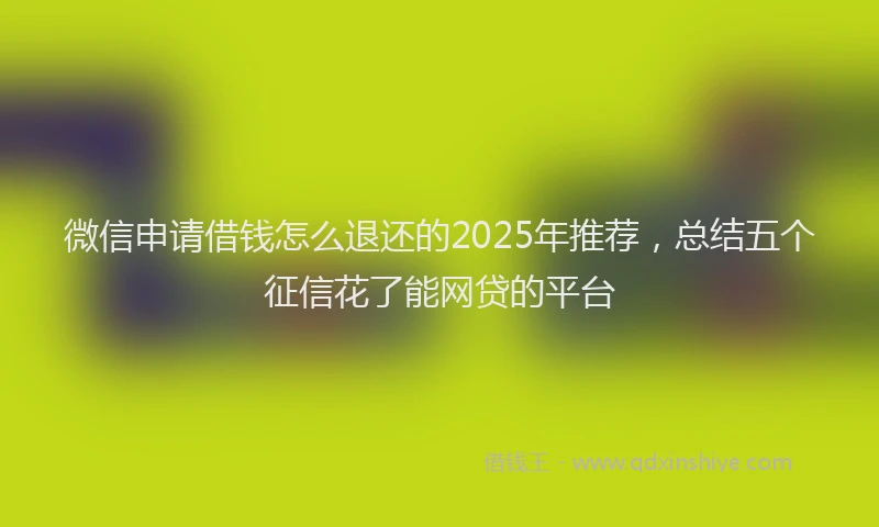 微信申请借钱怎么退还的2025年推荐，总结五个征信花了能网贷的平台