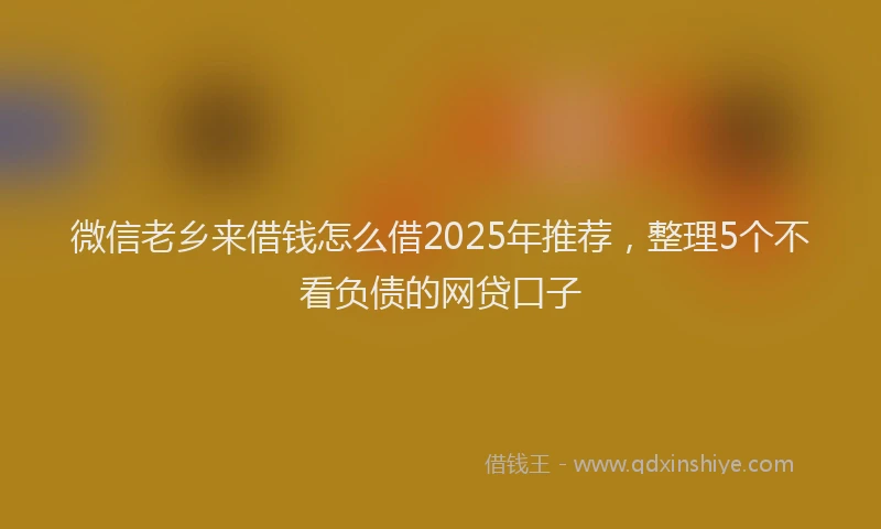 微信老乡来借钱怎么借2025年推荐，整理5个不看负债的网贷口子