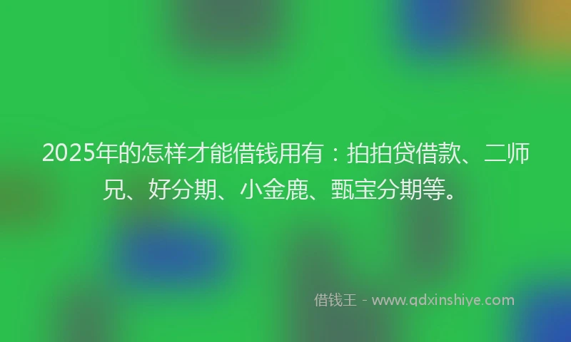 2025年的怎样才能借钱用有：拍拍贷借款、二师兄、好分期、小金鹿、甄宝分期等。