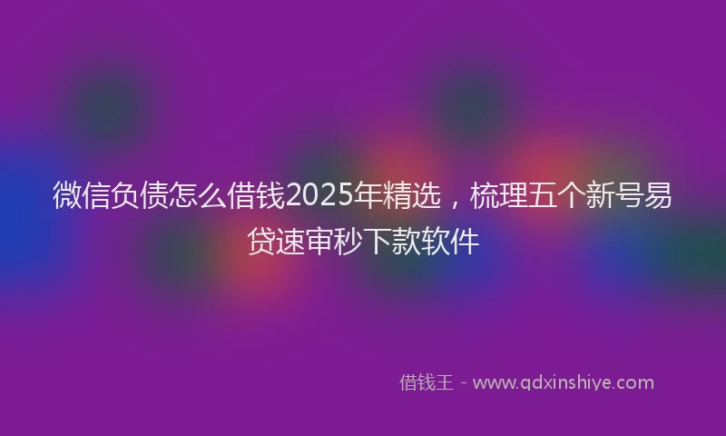 微信负债怎么借钱2025年精选，梳理五个新号易贷速审秒下款软件