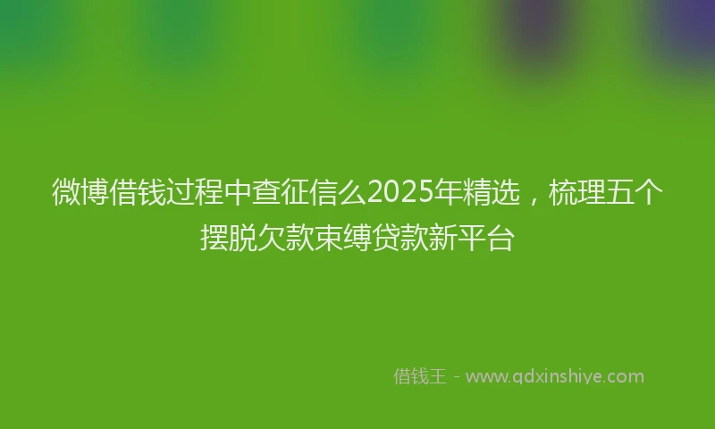 微博借钱过程中查征信么2025年精选，梳理五个摆脱欠款束缚贷款新平台