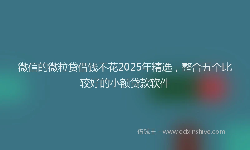 微信的微粒贷借钱不花2025年精选，整合五个比较好的小额贷款软件