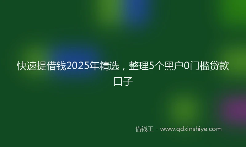 快速提借钱2025年精选，整理5个黑户0门槛贷款口子