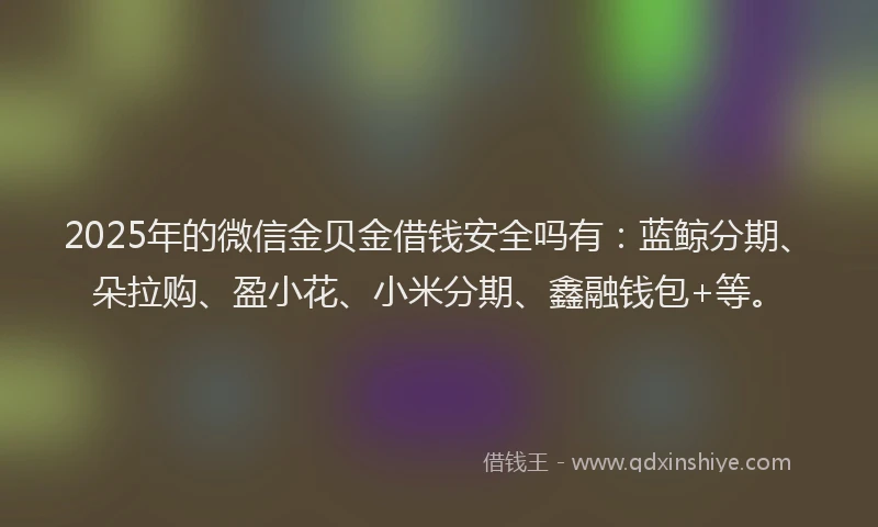 2025年的微信金贝金借钱安全吗有：蓝鲸分期、朵拉购、盈小花、小米分期、鑫融钱包+等。