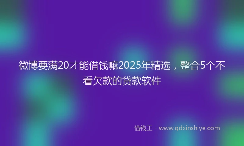 微博要满20才能借钱嘛2025年精选，整合5个不看欠款的贷款软件