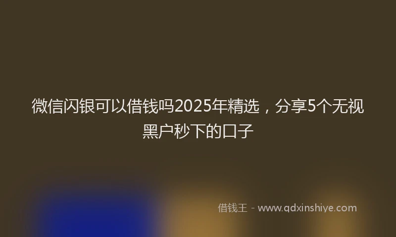 微信闪银可以借钱吗2025年精选，分享5个无视黑户秒下的口子