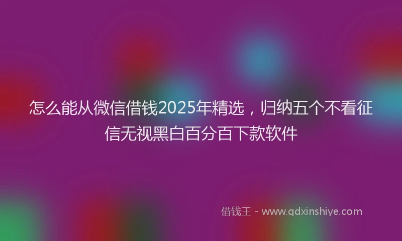 怎么能从微信借钱2025年精选，归纳五个不看征信无视黑白百分百下款软件