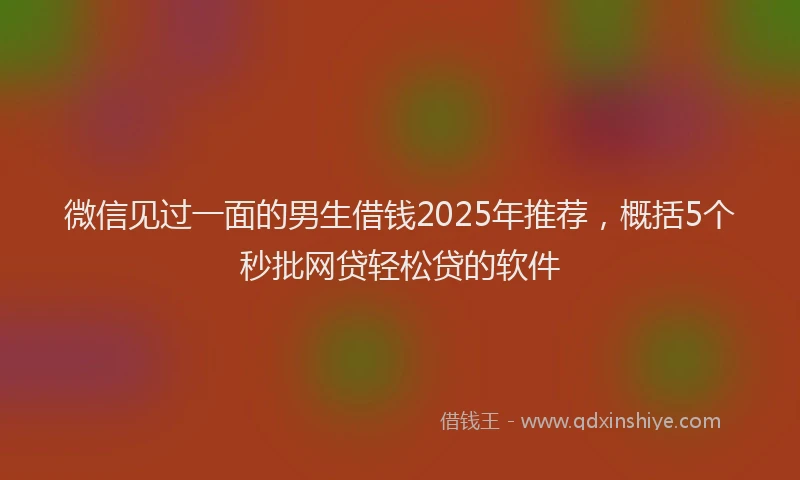微信见过一面的男生借钱2025年推荐，概括5个秒批网贷轻松贷的软件