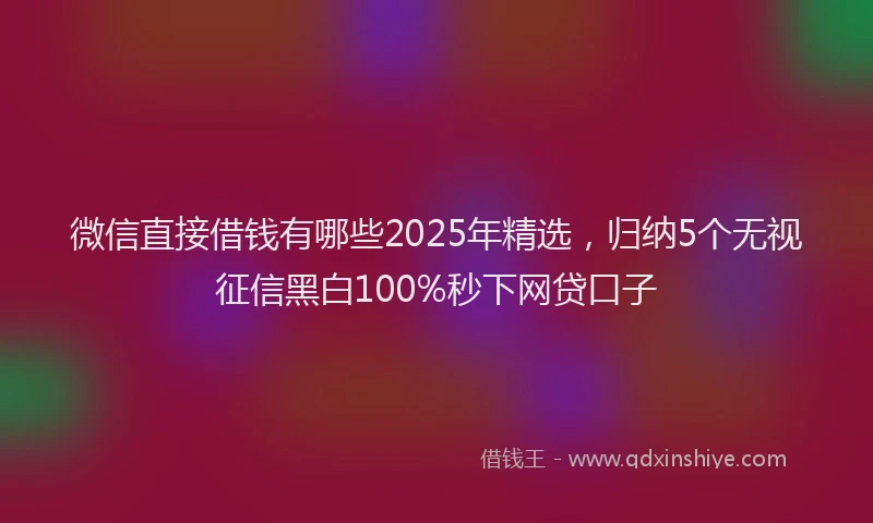 微信直接借钱有哪些2025年精选，归纳5个无视征信黑白100%秒下网贷口子