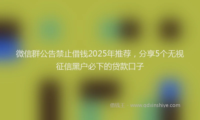 微信群公告禁止借钱2025年推荐，分享5个无视征信黑户必下的贷款口子