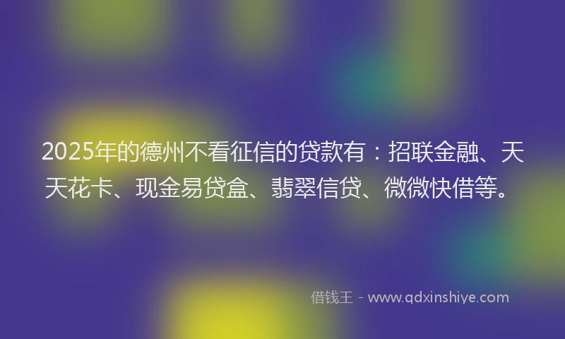 2025年的德州不看征信的贷款有：招联金融、天天花卡、现金易贷盒、翡翠信贷、微微快借等。