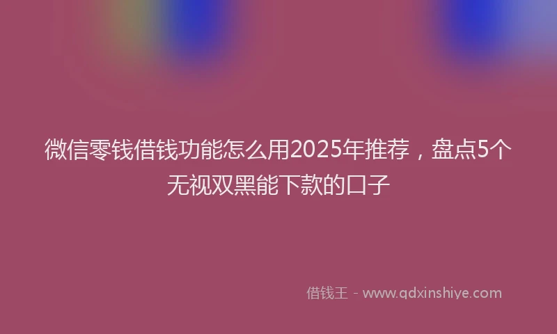 微信零钱借钱功能怎么用2025年推荐，盘点5个无视双黑能下款的口子