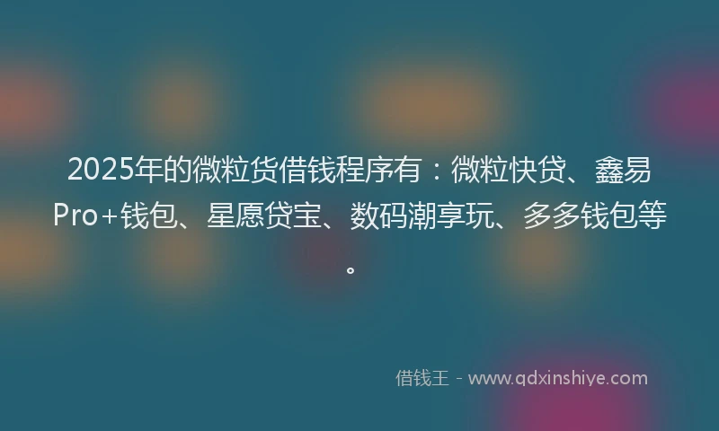 2025年的微粒货借钱程序有：微粒快贷、鑫易Pro+钱包、星愿贷宝、数码潮享玩、多多钱包等。