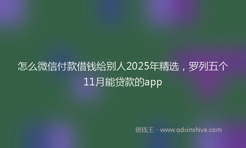 怎么微信付款借钱给别人2025年精选，罗列五个11月能贷款的app