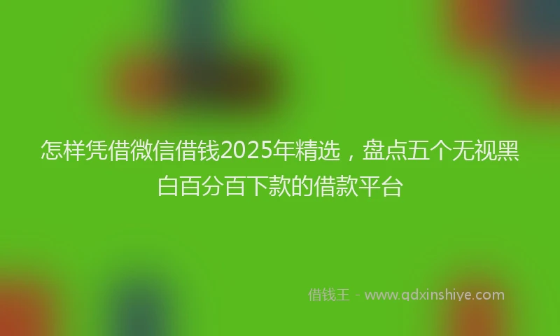 怎样凭借微信借钱2025年精选，盘点五个无视黑白百分百下款的借款平台