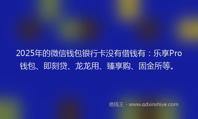 2025年的微信钱包银行卡没有借钱有：乐享Pro钱包、即刻贷、龙龙用、臻享购、固金所等。
