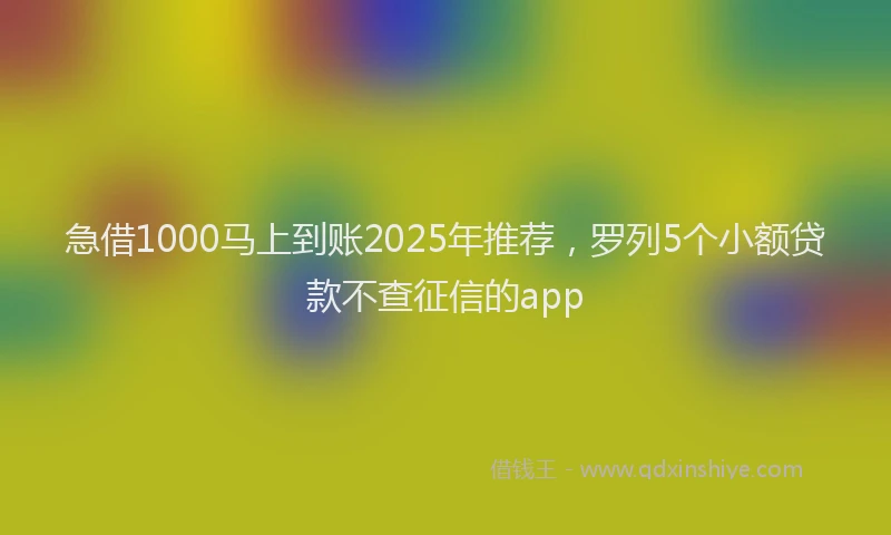 急借1000马上到账2025年推荐，罗列5个小额贷款不查征信的app