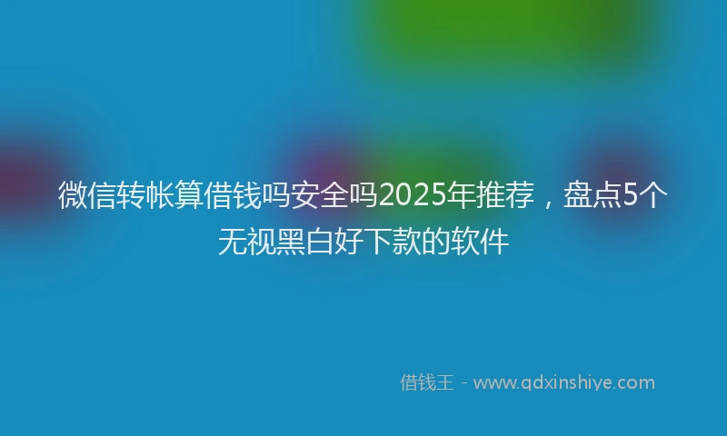 微信转帐算借钱吗安全吗2025年推荐，盘点5个无视黑白好下款的软件
