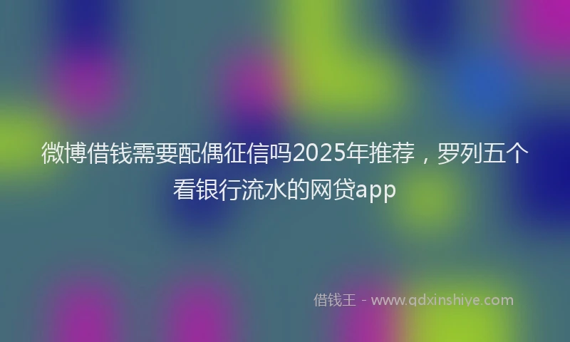 微博借钱需要配偶征信吗2025年推荐，罗列五个看银行流水的网贷app
