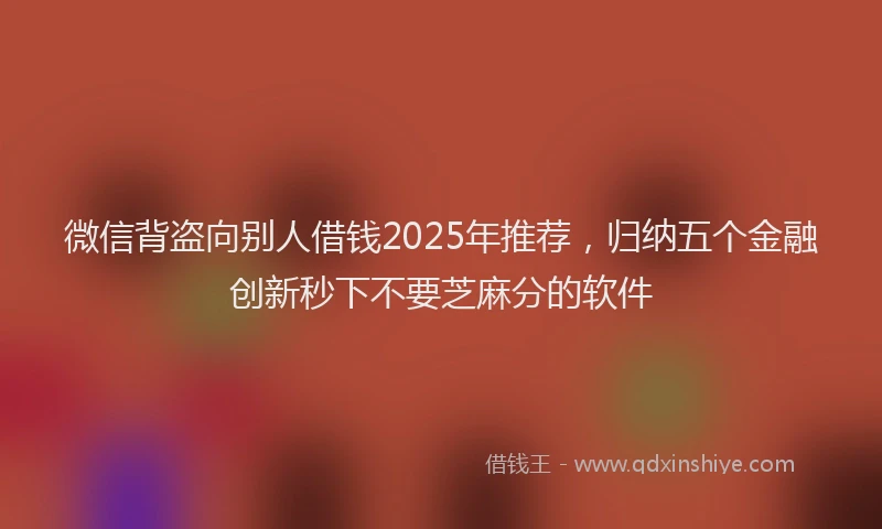 微信背盗向别人借钱2025年推荐，归纳五个金融创新秒下不要芝麻分的软件