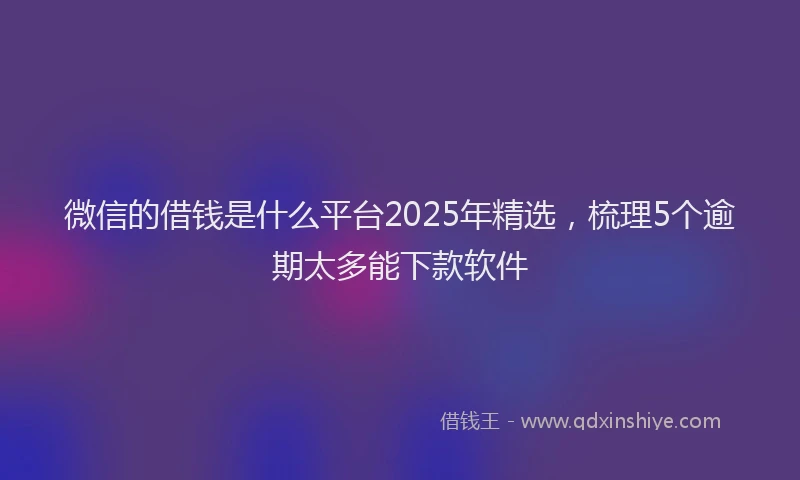 微信的借钱是什么平台2025年精选，梳理5个逾期太多能下款软件
