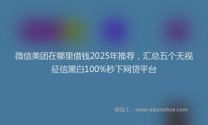 微信美团在哪里借钱2025年推荐，汇总五个无视征信黑白100%秒下网贷平台