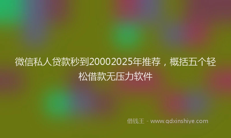 微信私人贷款秒到20002025年推荐，概括五个轻松借款无压力软件