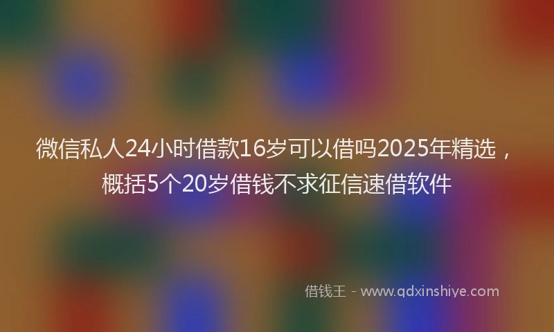 微信私人24小时借款16岁可以借吗2025年精选，概括5个20岁借钱不求征信速借软件