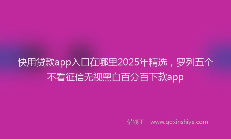 快用贷款app入口在哪里2025年精选，罗列五个不看征信无视黑白百分百下款app