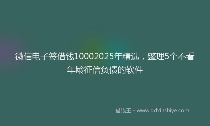 微信电子签借钱10002025年精选，整理5个不看年龄征信负债的软件