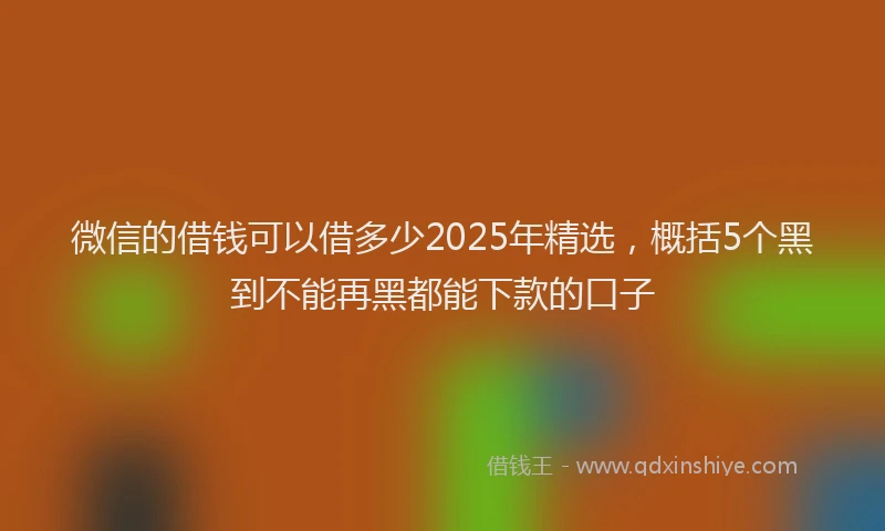 微信的借钱可以借多少2025年精选，概括5个黑到不能再黑都能下款的口子