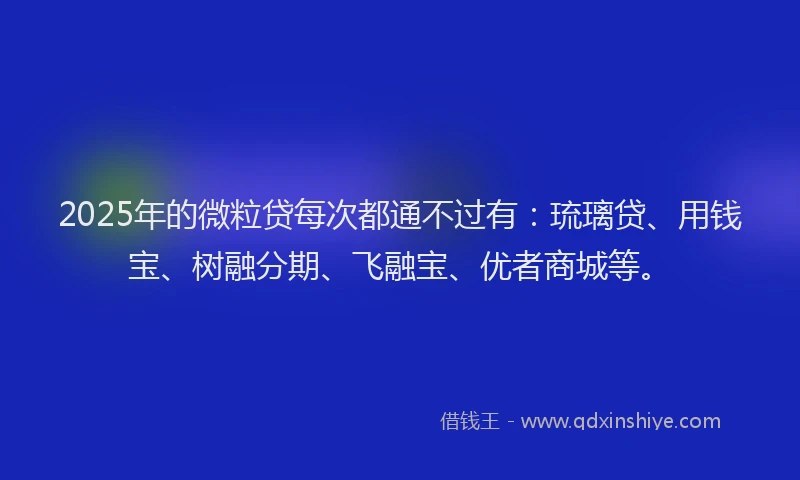 2025年的微粒贷每次都通不过有：琉璃贷、用钱宝、树融分期、飞融宝、优者商城等。