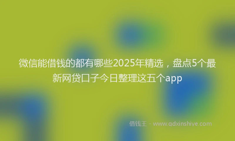 微信能借钱的都有哪些2025年精选，盘点5个最新网贷口子今日整理这五个app