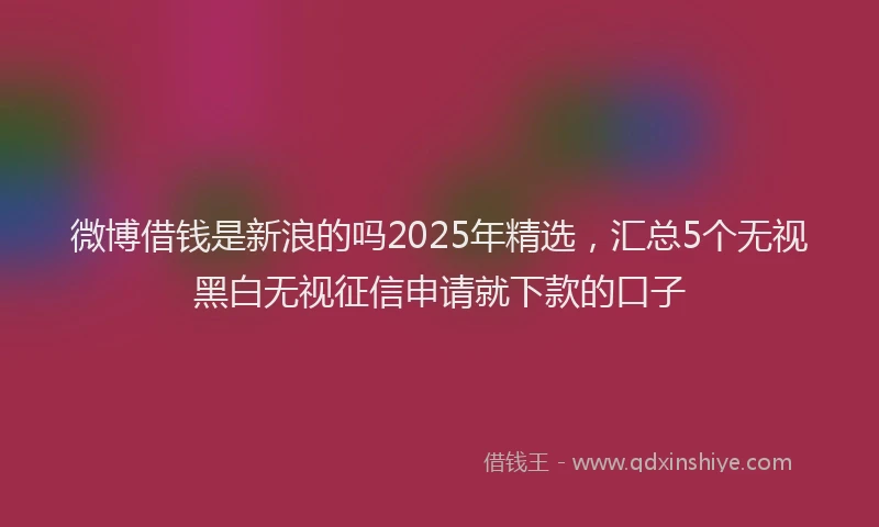 微博借钱是新浪的吗2025年精选，汇总5个无视黑白无视征信申请就下款的口子