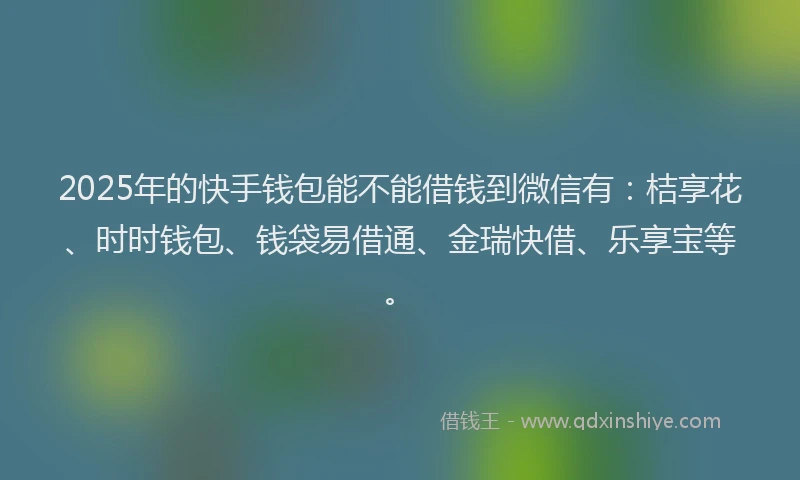 2025年的快手钱包能不能借钱到微信有：桔享花、时时钱包、钱袋易借通、金瑞快借、乐享宝等。