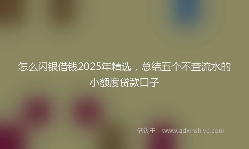 怎么闪银借钱2025年精选，总结五个不查流水的小额度贷款口子