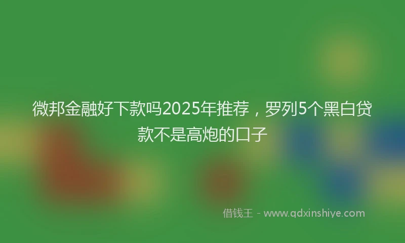 微邦金融好下款吗2025年推荐，罗列5个黑白贷款不是高炮的口子