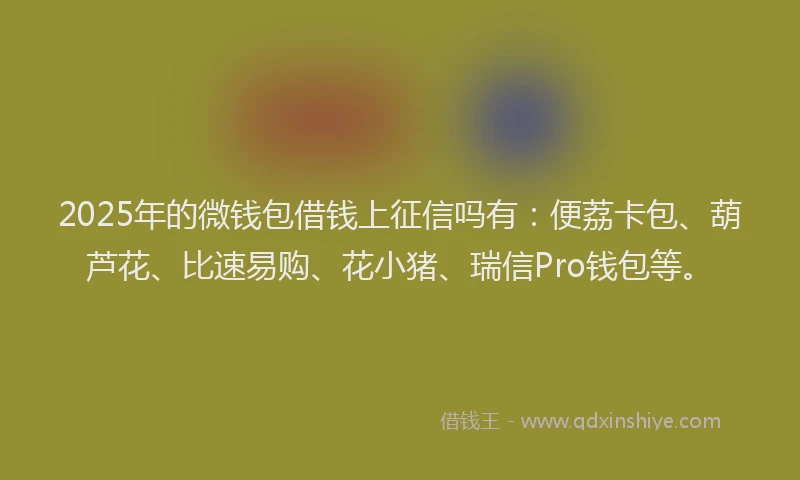 2025年的微钱包借钱上征信吗有：便荔卡包、葫芦花、比速易购、花小猪、瑞信Pro钱包等。