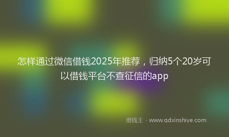 怎样通过微信借钱2025年推荐，归纳5个20岁可以借钱平台不查征信的app