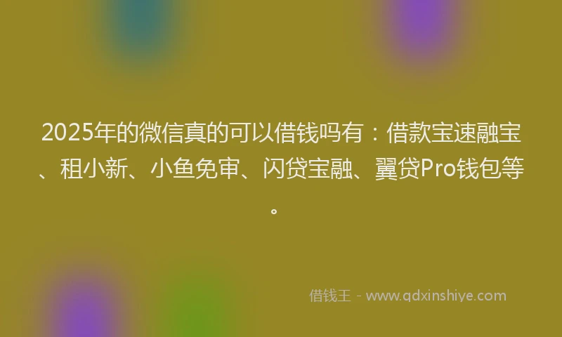 2025年的微信真的可以借钱吗有：借款宝速融宝、租小新、小鱼免审、闪贷宝融、翼贷Pro钱包等。
