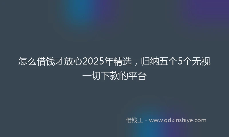怎么借钱才放心2025年精选，归纳五个5个无视一切下款的平台