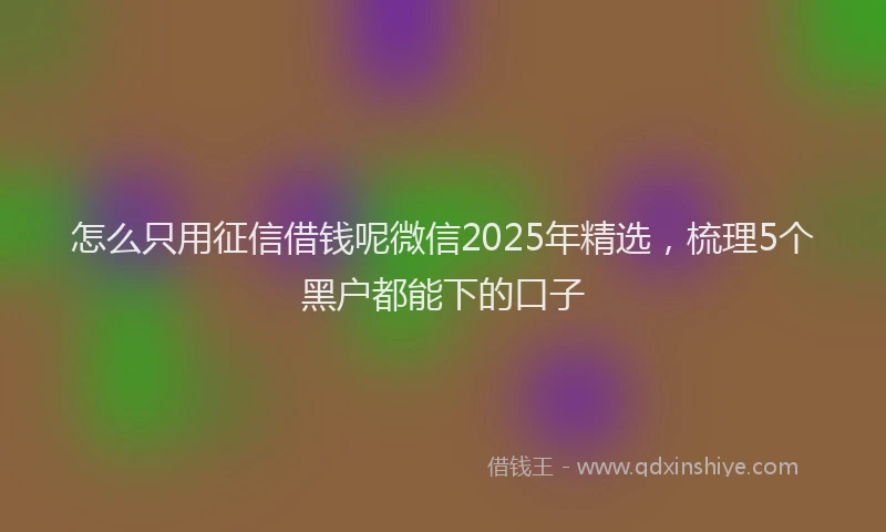 怎么只用征信借钱呢微信2025年精选，梳理5个黑户都能下的口子