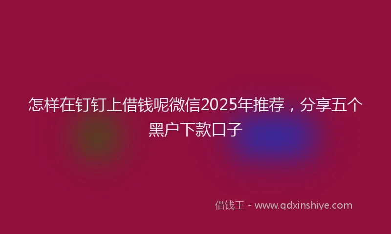怎样在钉钉上借钱呢微信2025年推荐，分享五个黑户下款口子