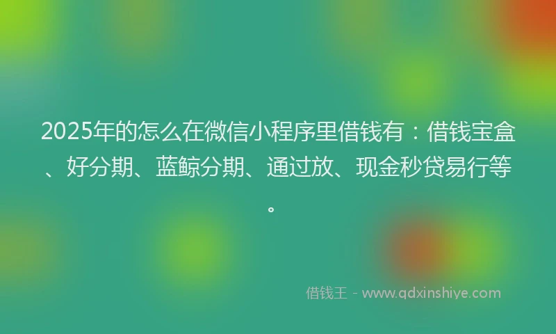 2025年的怎么在微信小程序里借钱有：借钱宝盒、好分期、蓝鲸分期、通过放、现金秒贷易行等。