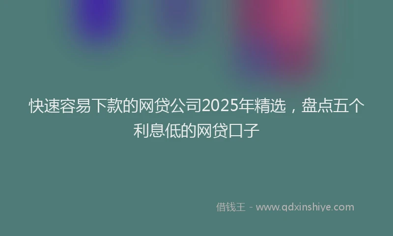 快速容易下款的网贷公司2025年精选，盘点五个利息低的网贷口子