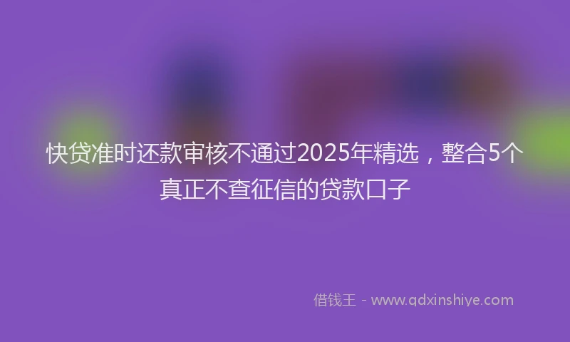 快贷准时还款审核不通过2025年精选，整合5个真正不查征信的贷款口子