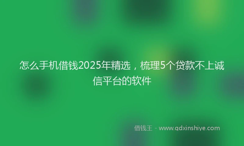 怎么手机借钱2025年精选，梳理5个贷款不上诚信平台的软件