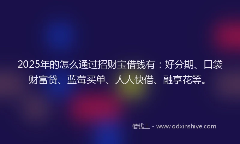 2025年的怎么通过招财宝借钱有：好分期、口袋财富贷、蓝莓买单、人人快借、融享花等。