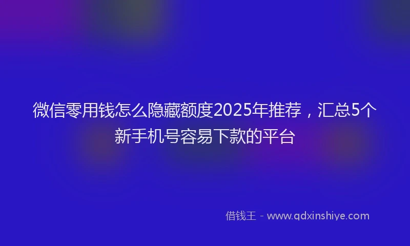 微信零用钱怎么隐藏额度2025年推荐，汇总5个新手机号容易下款的平台